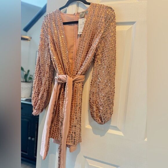 ASOS Women's Gold Sequin Wrap Front Romper Size 4 Party/Cocktail - Picture 5 of 7